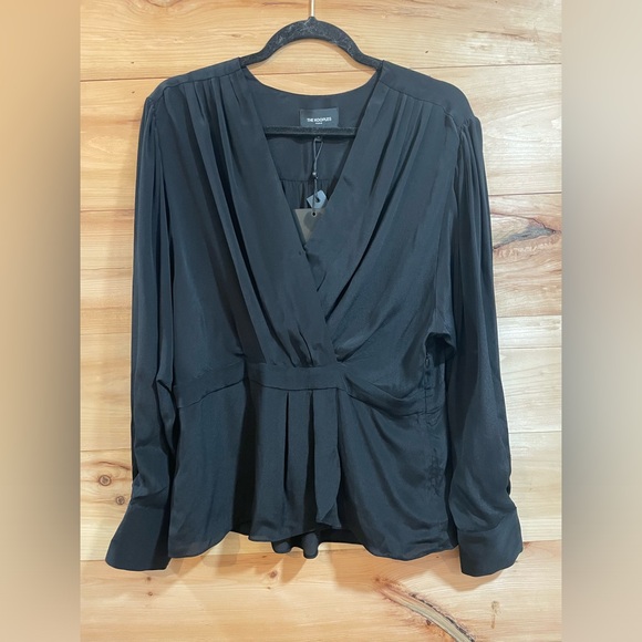 NWT The Kooples Black Crossed Top in Silk Blend Size 4 (US 10/XL). - Picture 12 of 12